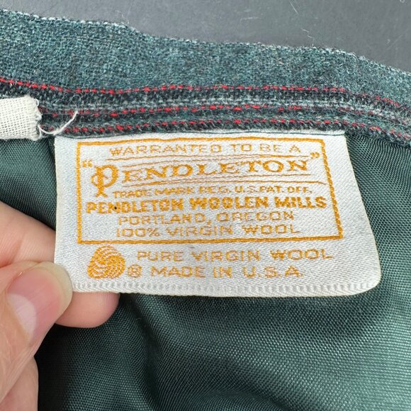 Vintage Pendleton Wool Striped Skirt Green Red Oregon USA Pockets 1980s Retro - Picture 4 of 7